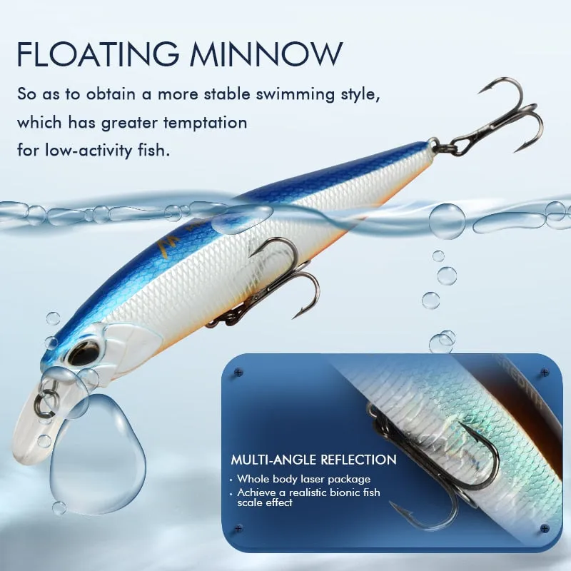 100F 14g  Floating Wobbler Fishing Lure 24Color Minnow Lure Hard Bait Quality Professional Depth0.8-1.0m