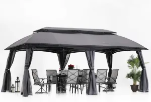 10X20 Outdoor Gazebo - Patio Gazebos with Mosquito Netting and Double Roof for Backyard, Garden or Lawn (Dark Grey)