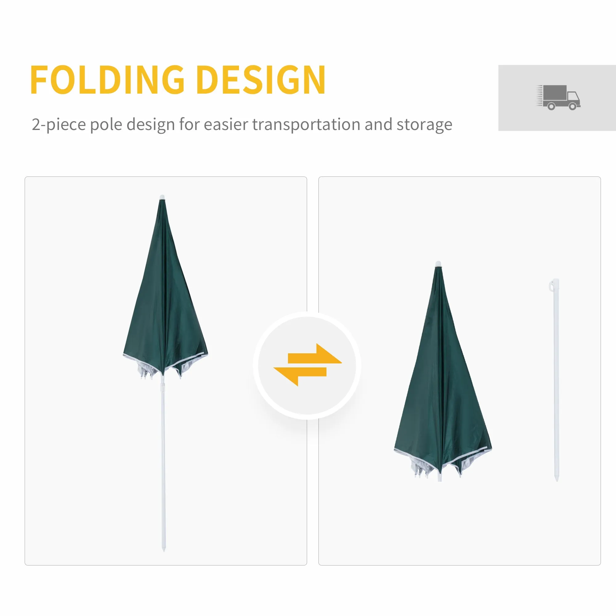 2.2M Fishing Umbrella Parasol W/ Side-Dark Green