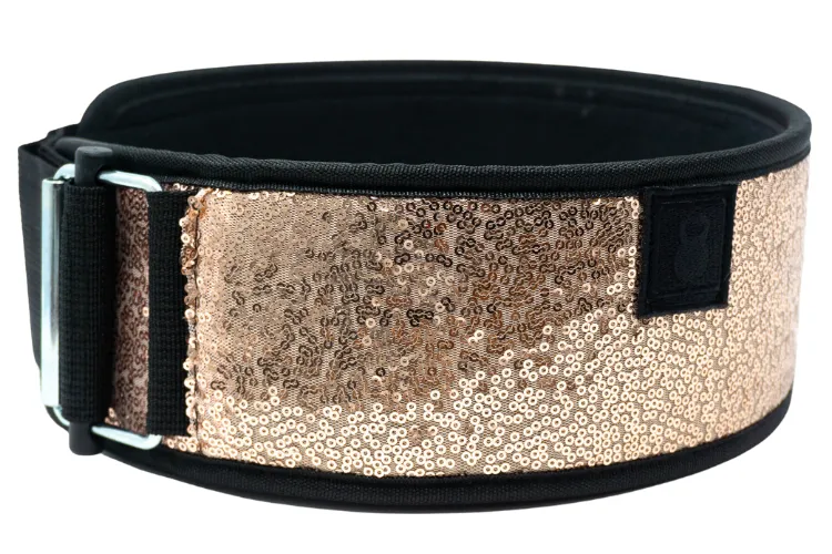 2POOD Classy Bling Rose Gold 4" Weightlifting Belt