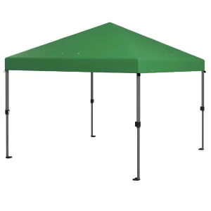 3 x 3(m) Pop Up Gazebo 1 Person Easy Pp Marquee Party Tent 1 Button Push Adjustable Straight Legs Instant Shelter - Green