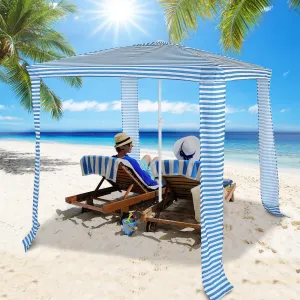 6.6' x 6.6' Foldable Beach Cabana, Easy Set-up Portable Beach Canopy w/ Carry Bag