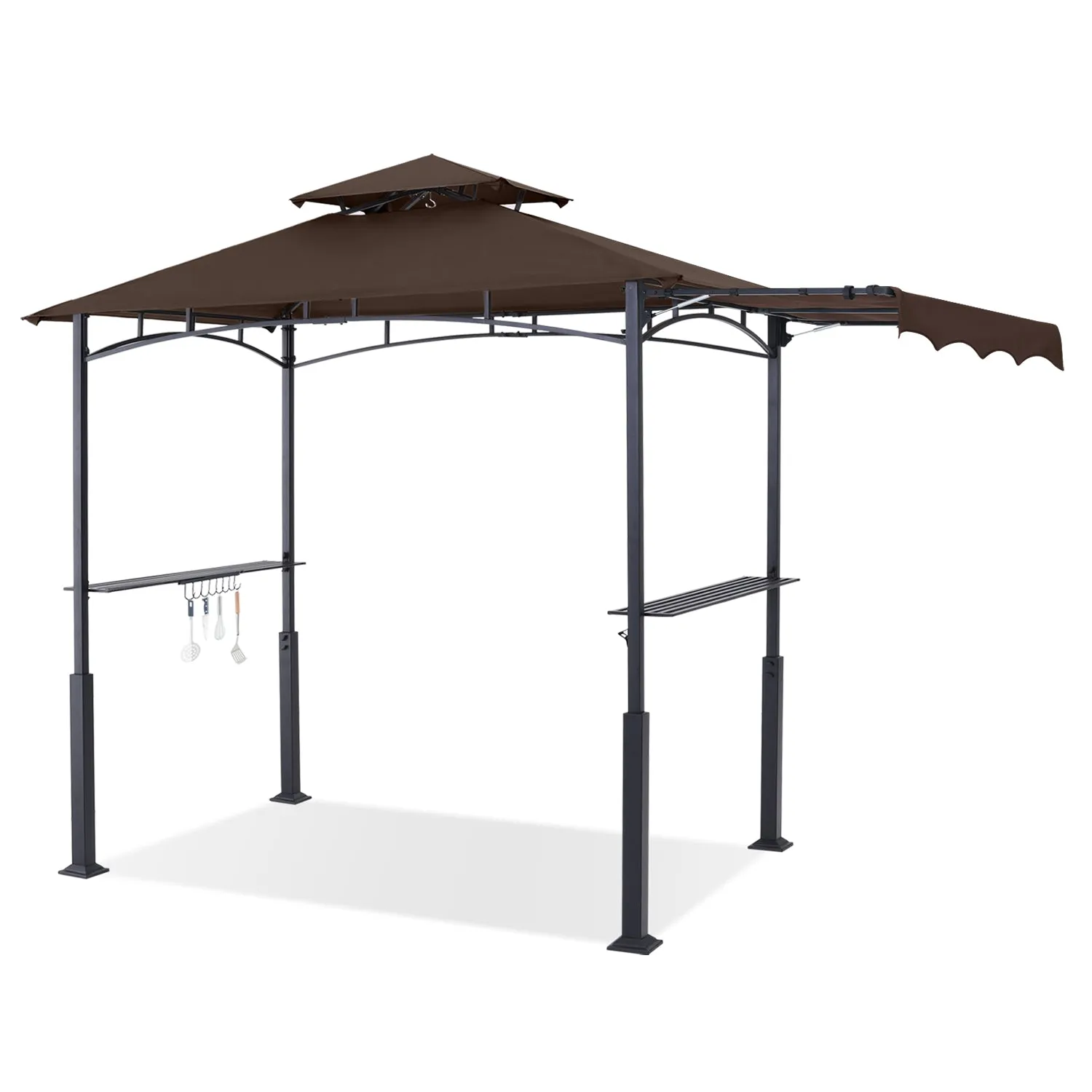 ABCCANOPY 8x5 Outdoor Grill Gazebo with Extra Awning BBQ Canopy with LED Lights