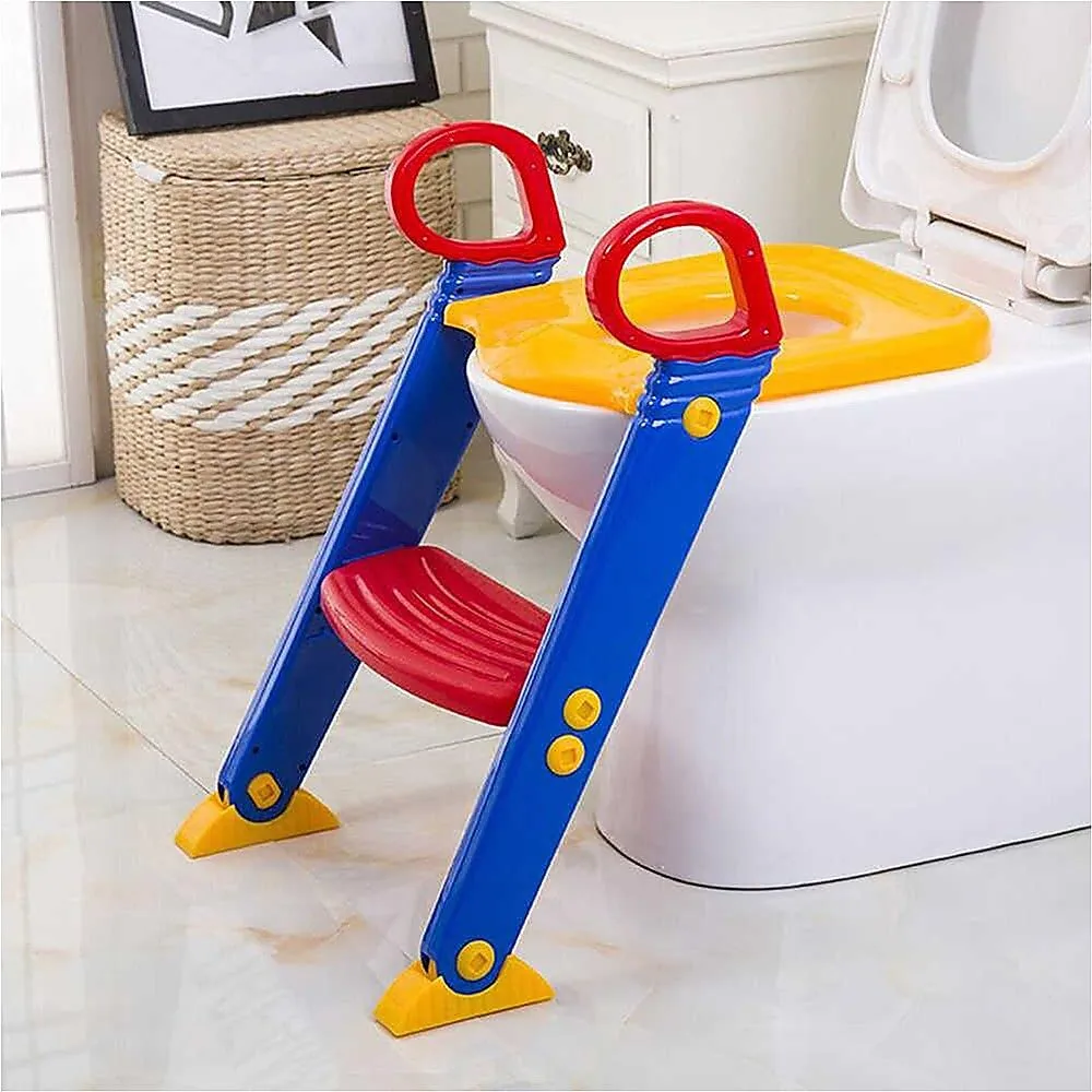 Anti-Slip Kids Toilet Ladder Potty Training Seat with Removable Potty