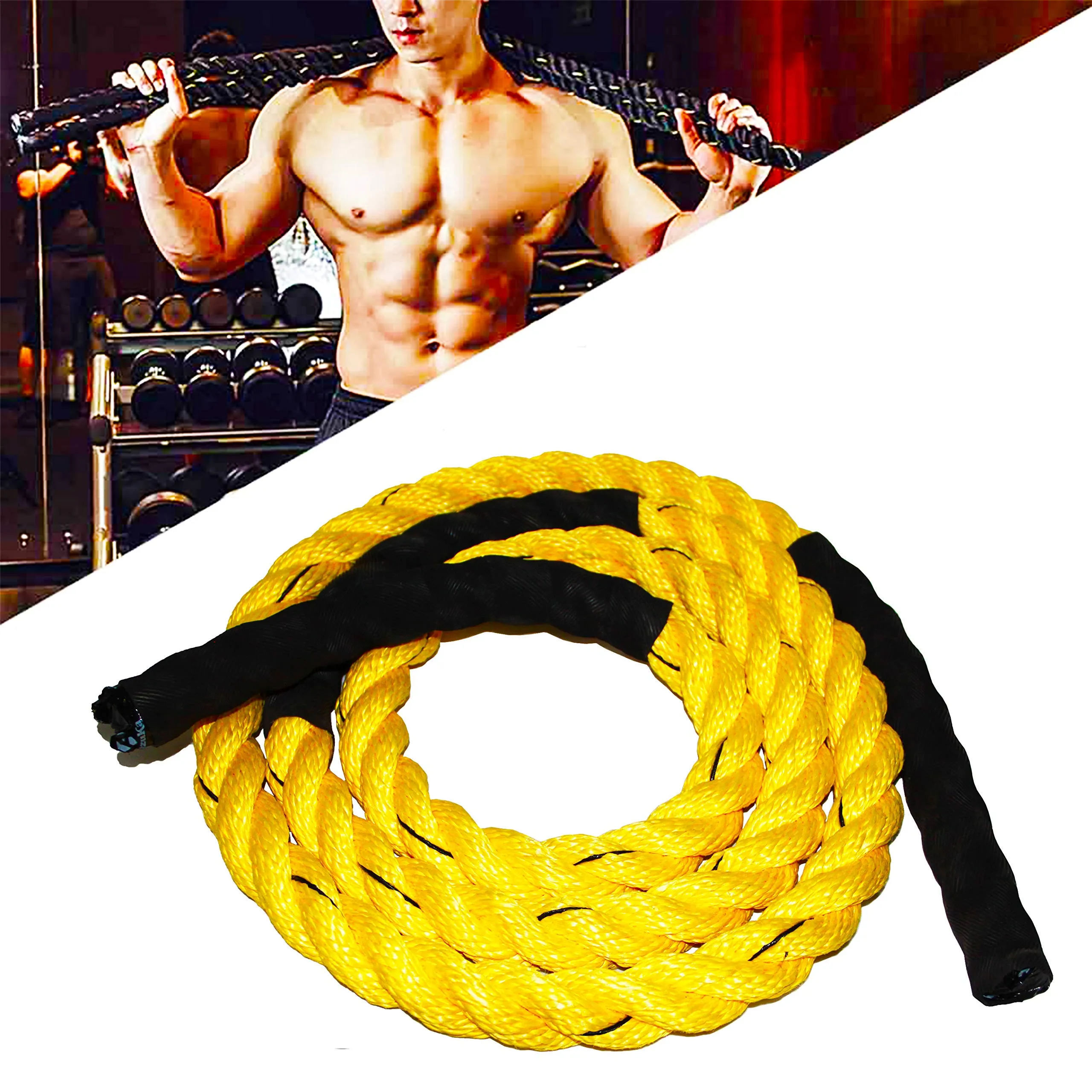 Azuka ® Polypropylene Ultimate Fitness Heavy Workout Jump/Skipping Rope 1Inch x 10 ft. for Intense Workout (Yellow)