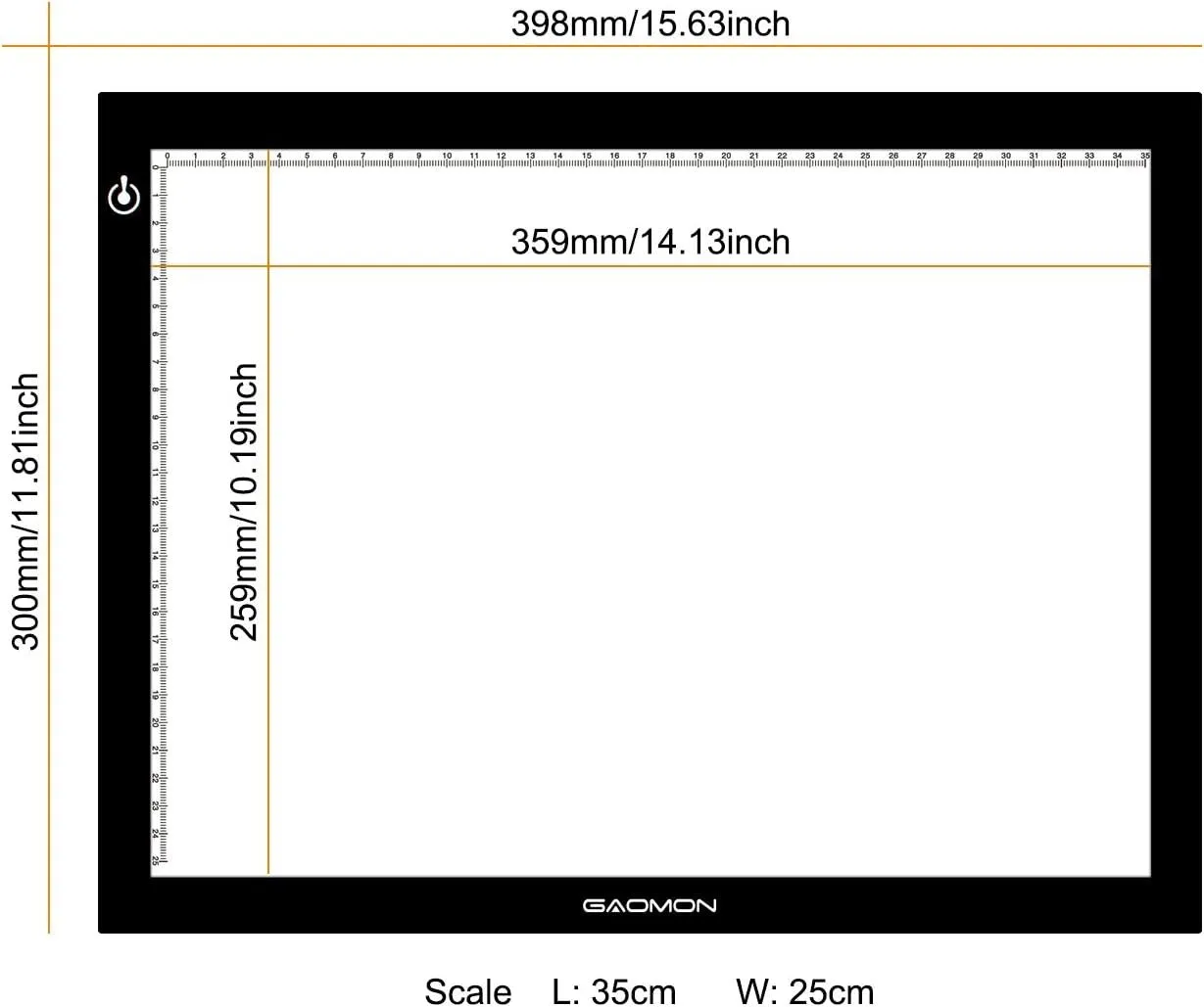 GAOMON B4 Size LED Light Box 5MM Ultrathin Light Pad USB Art Tracing Board for Sketch and Copy - GB4