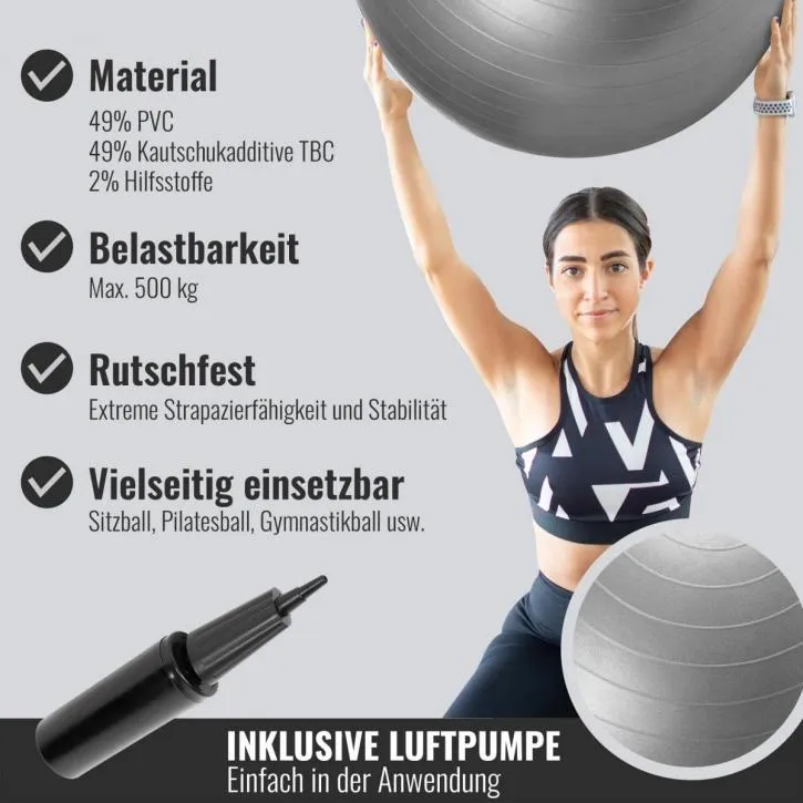 Gym Ball Fitness Ball 55cm - Grey