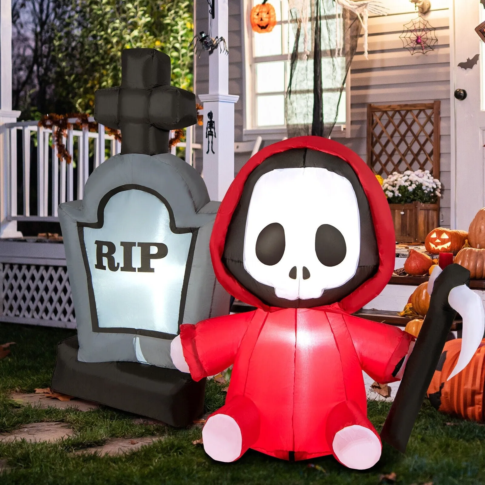 Inflatable Ghost with Tombstone Halloween Decoration