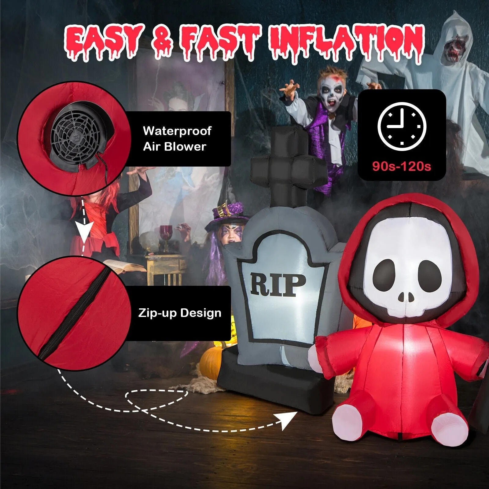 Inflatable Ghost with Tombstone Halloween Decoration