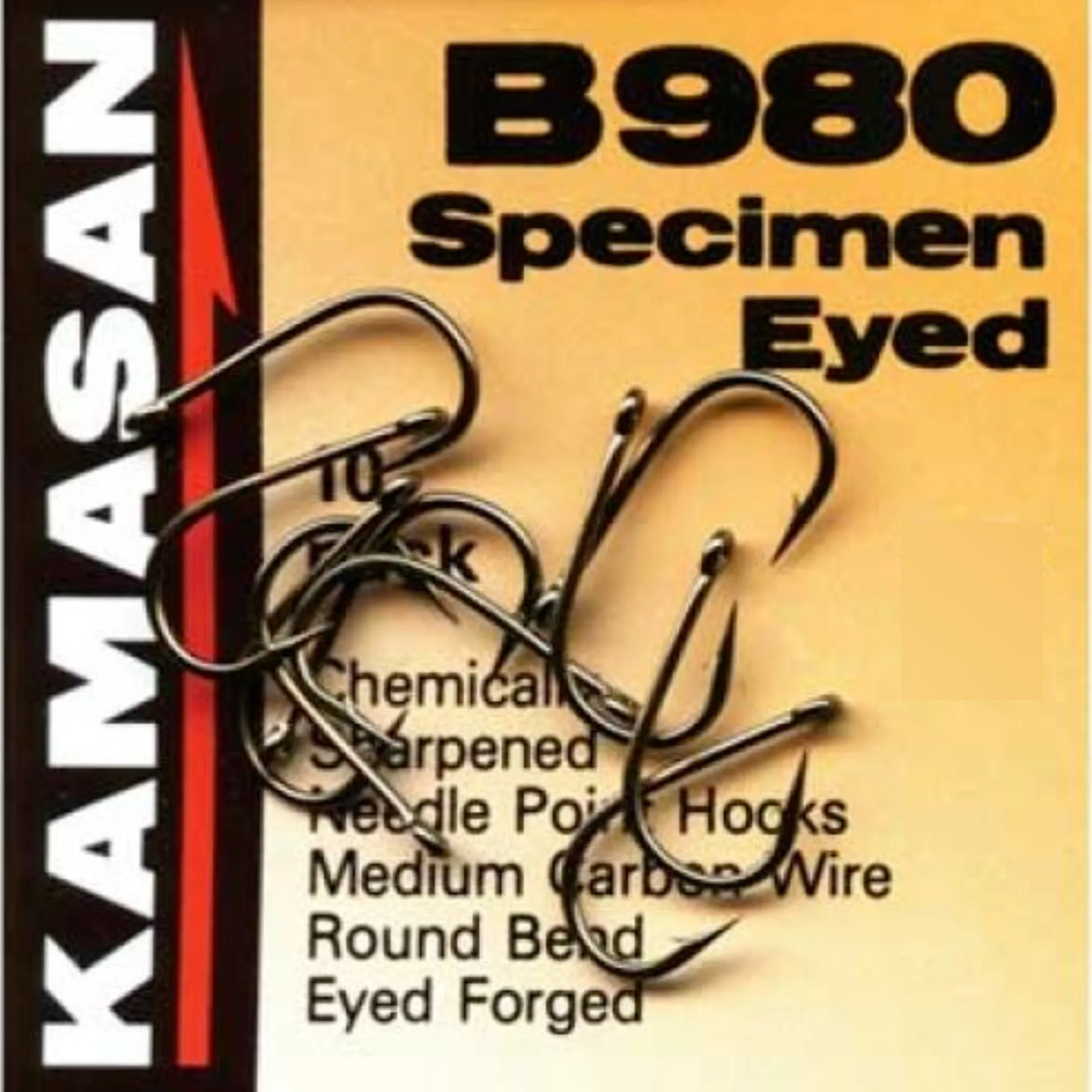 Kamasan Specimen Eyed B980 Barbed Hooks - Precision and Strength for Serious Anglers