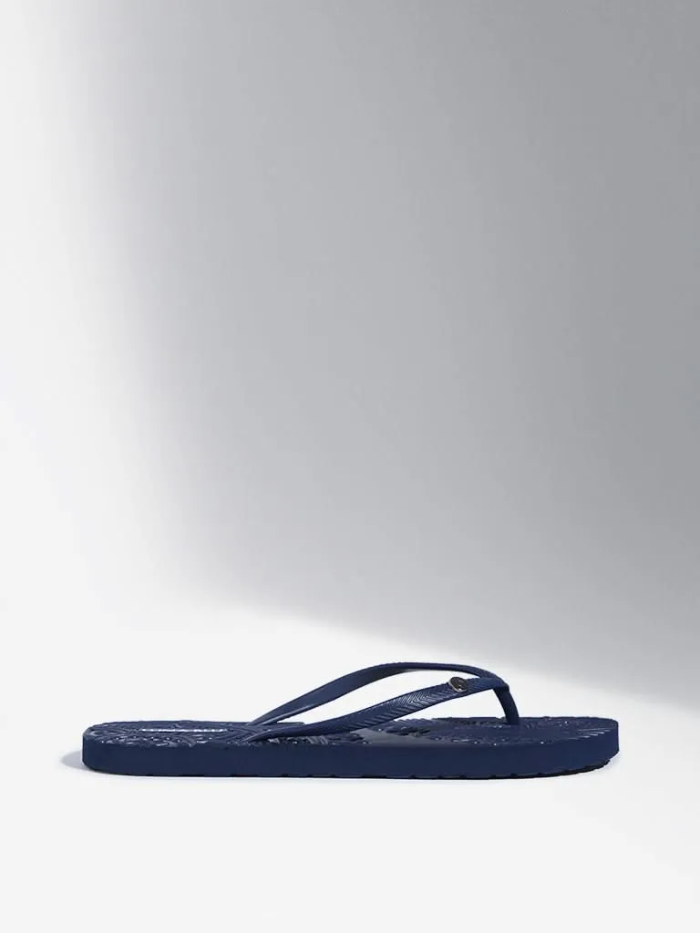 LUNA BLU Navy Embossed Flip-Flop