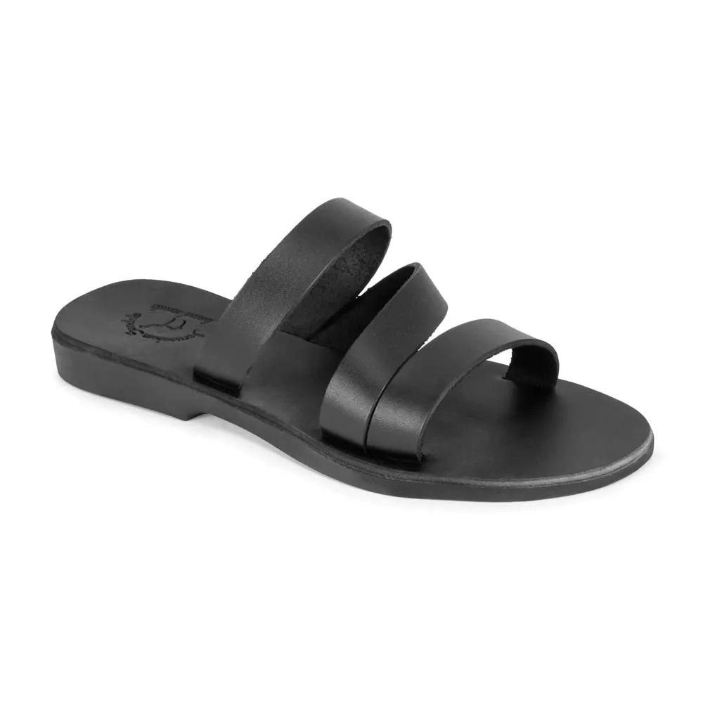 Mila - Leather Triple Strap Sandal | Black