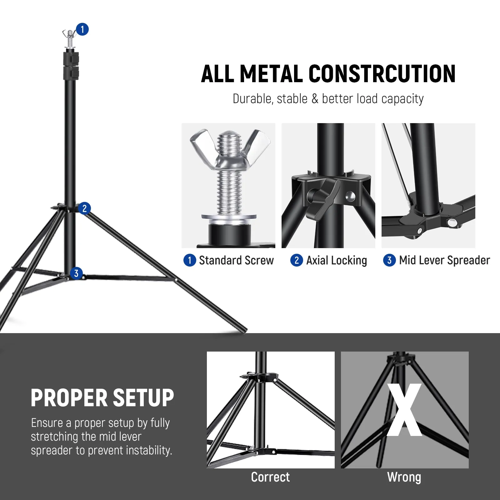 NEEWER 3x2.1m / 10x7ft Adjustable Photo Studio Backdrop Support System