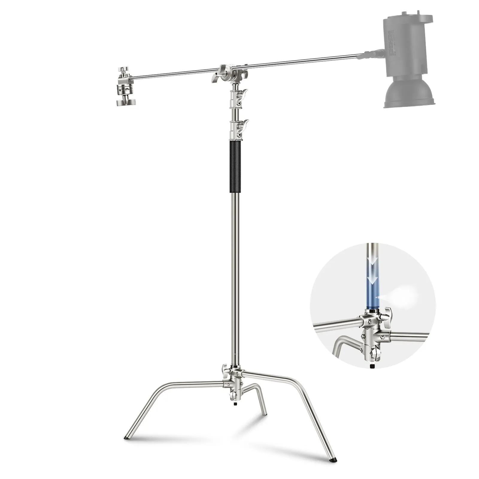 NEEWER Pro 330cm Stainless Steel C Stand with Boom Arm