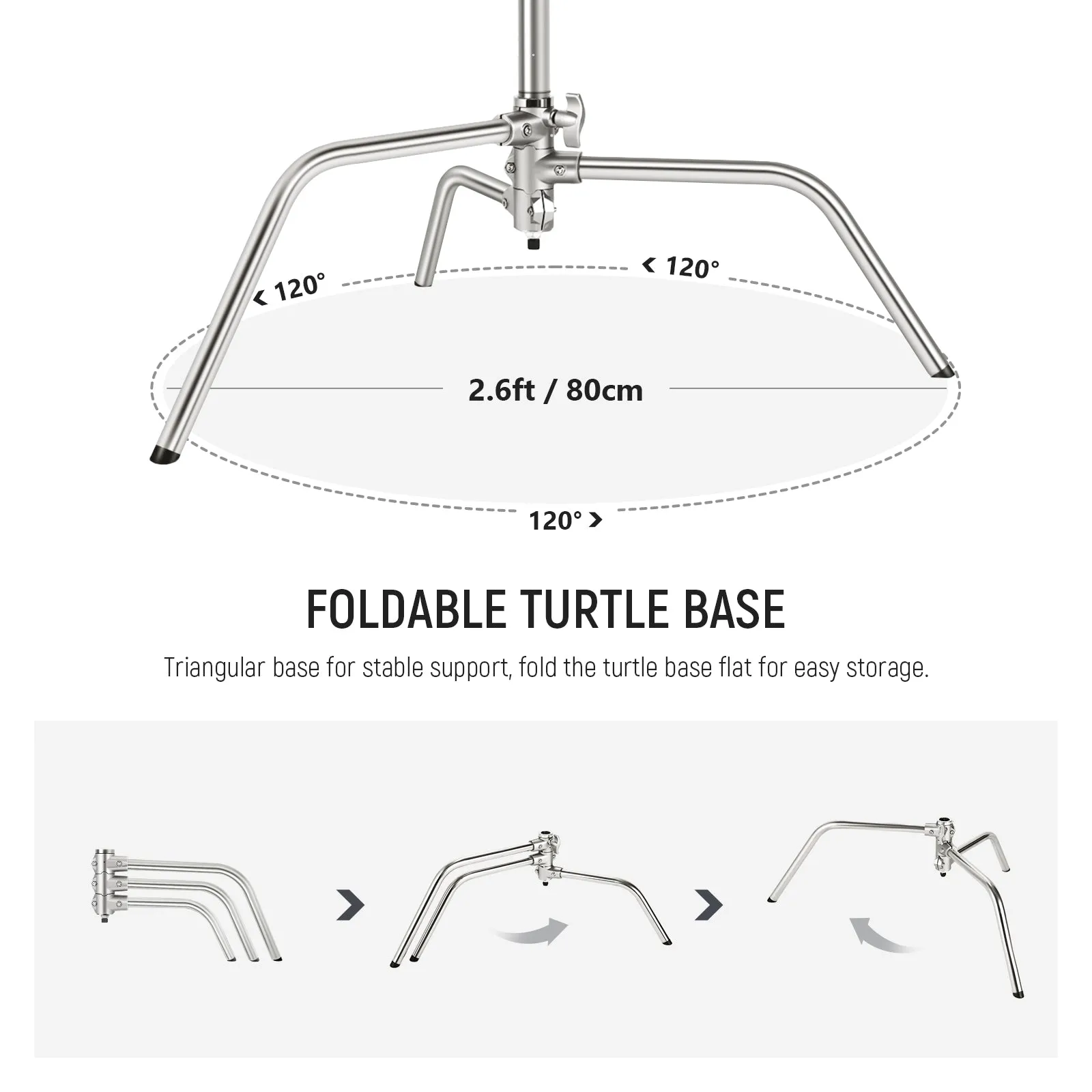 NEEWER Pro 330cm Stainless Steel C Stand with Boom Arm