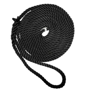 New England Ropes 3/4" Premium 3-Strand Dock Line - Black - 25