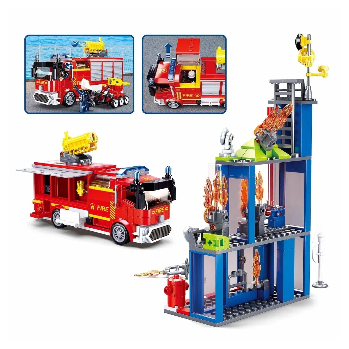 SLUBAN Building Blocks Kit for Boys and Girls - Fire Fighting Training Center