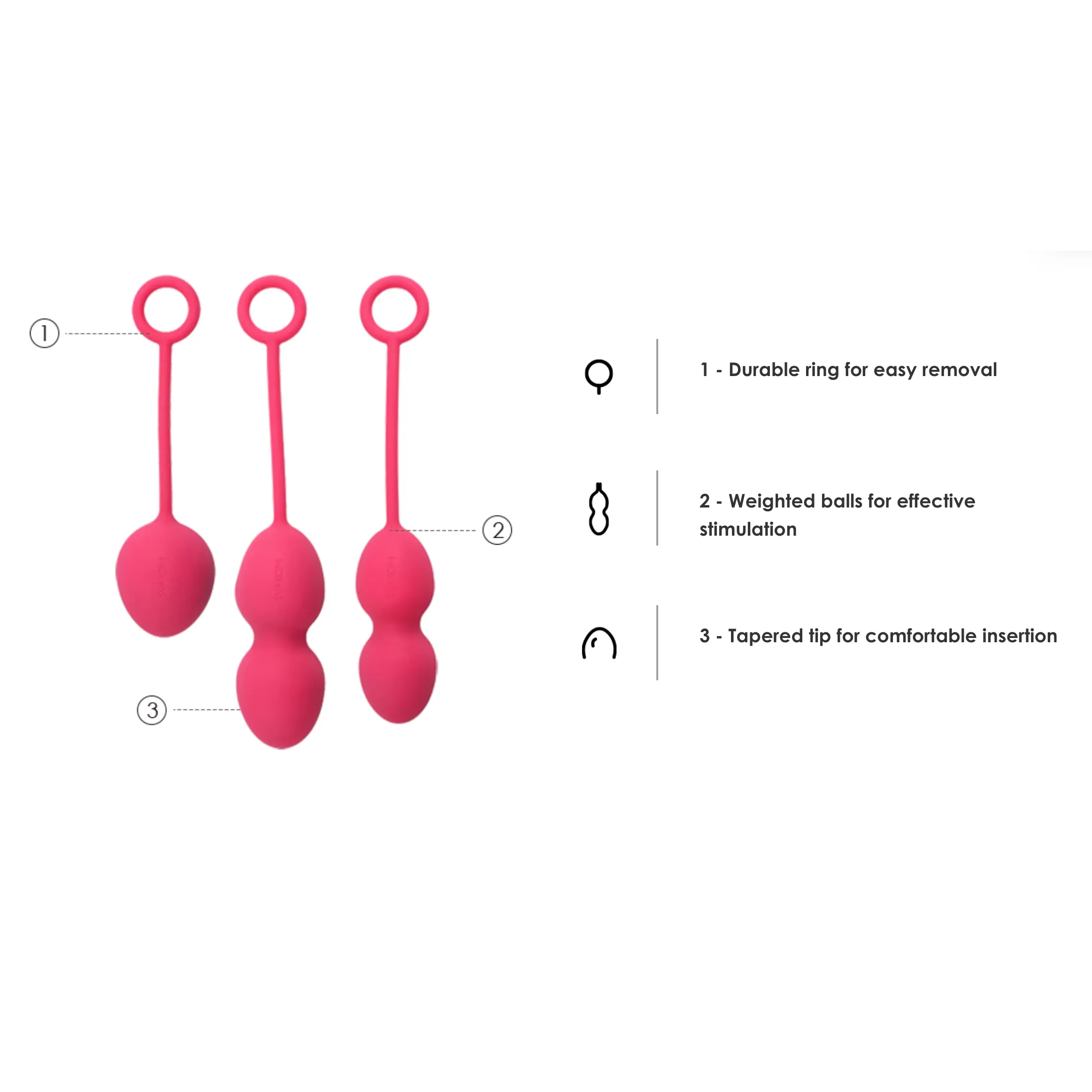 SVAKOM Nova Weighted Kegel Exercise Ball Set - Plum Red (3 Pack)