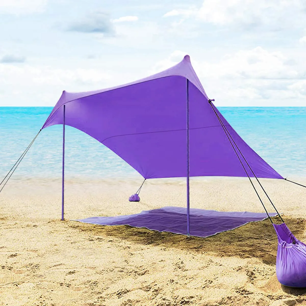 Tangkula Family Beach Sunshade, UPF50  Sun Shade Tent with Aluminum Poles