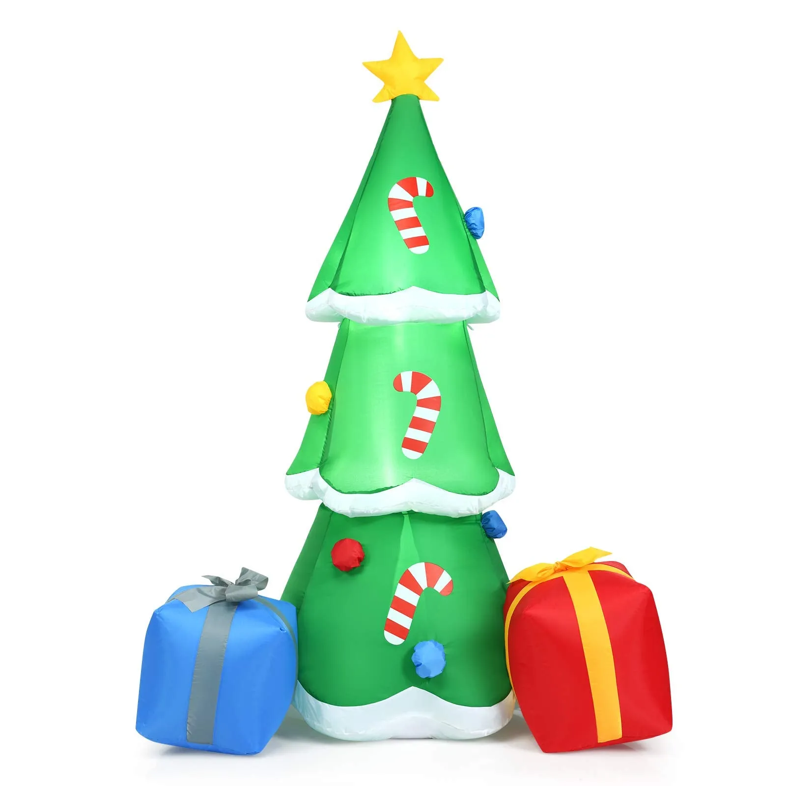 Tangkula  Inflatable Christmas Tree, LED Lights, Built-in Sandbags & Stakes, Indoor Outdoor Holiday Decor