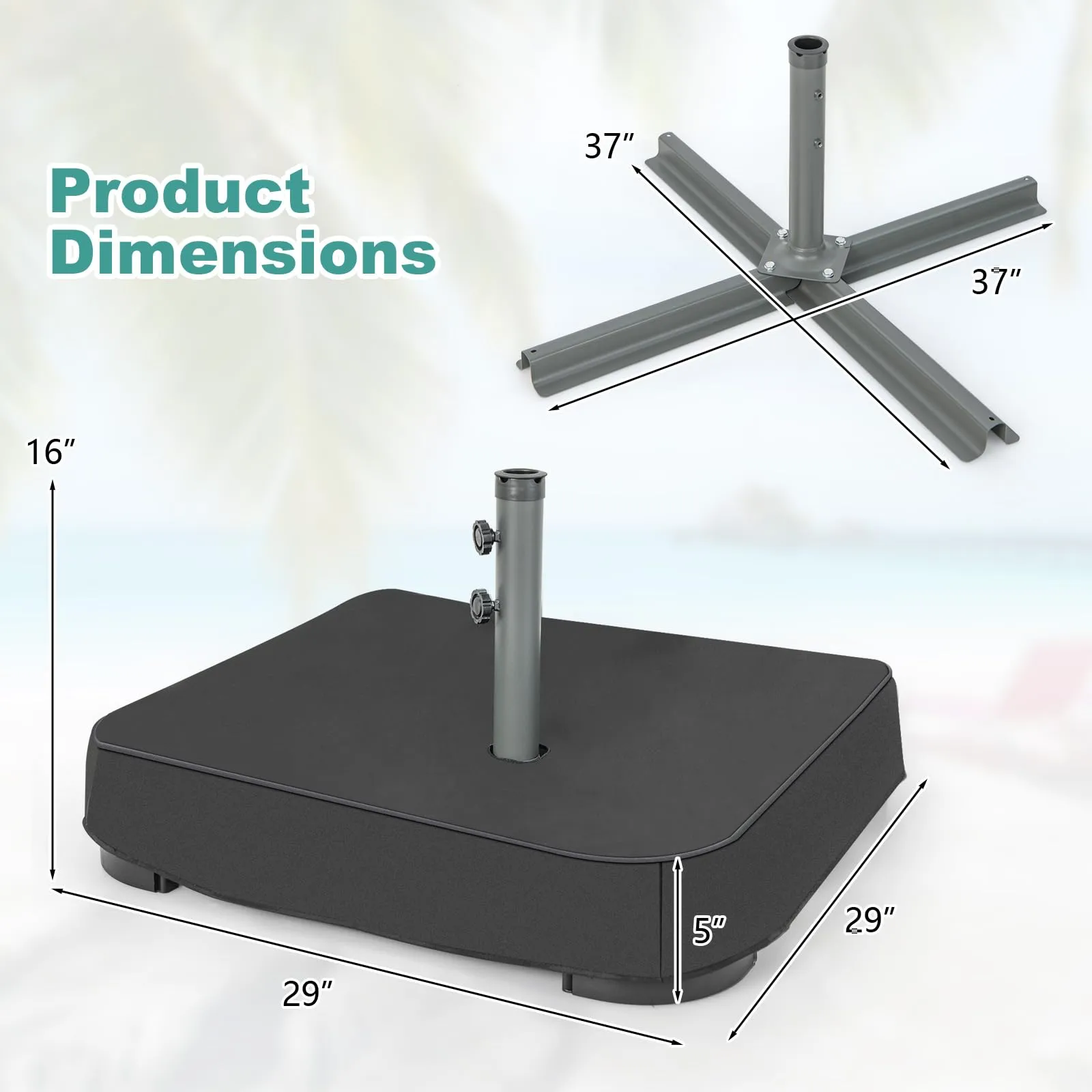 Tangkula Umbrella Base Stand with Sandbags, Heavy Duty Sand Filled Patio Umbrella Holder Base Stand (Stand Only)