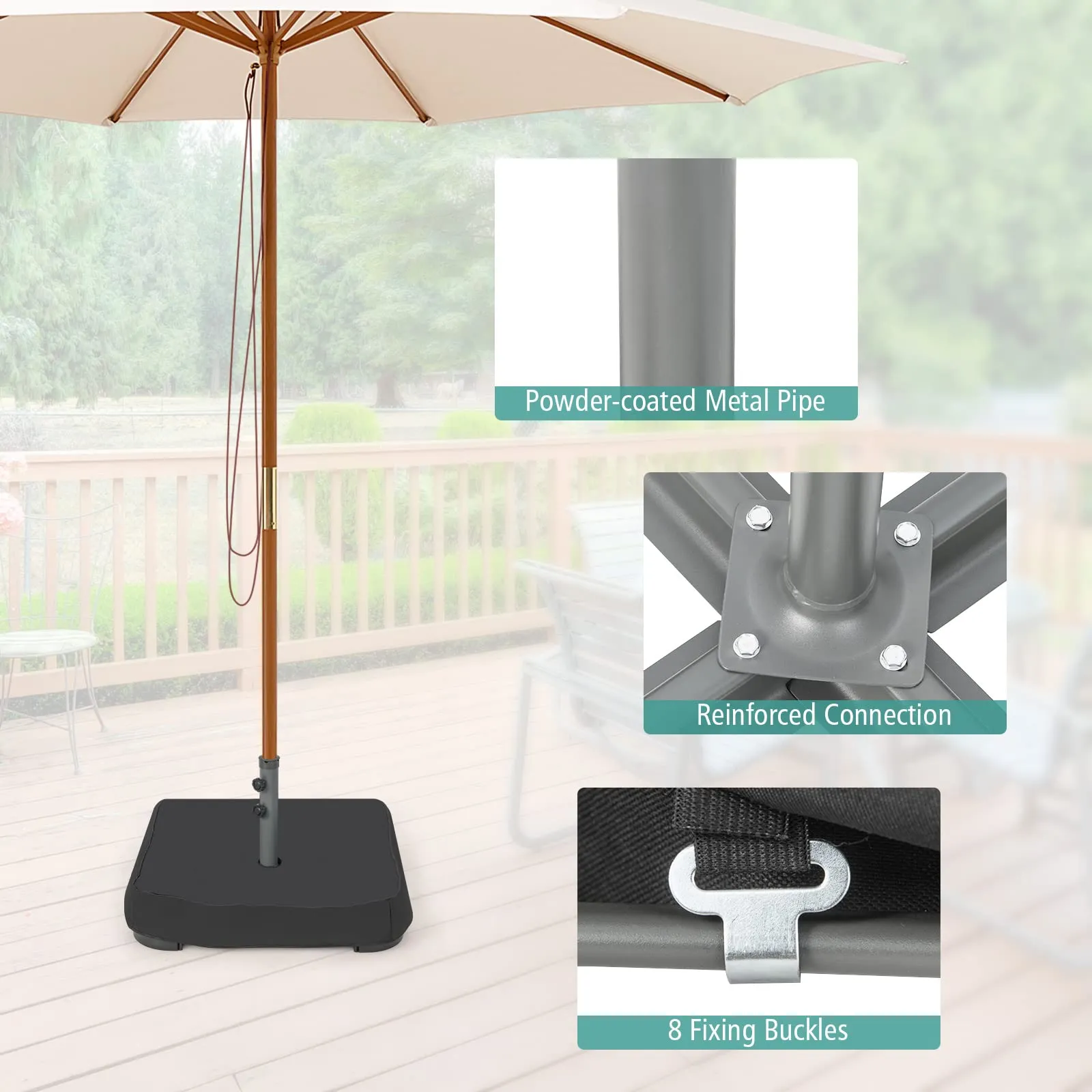 Tangkula Umbrella Base Stand with Sandbags, Heavy Duty Sand Filled Patio Umbrella Holder Base Stand (Stand Only)