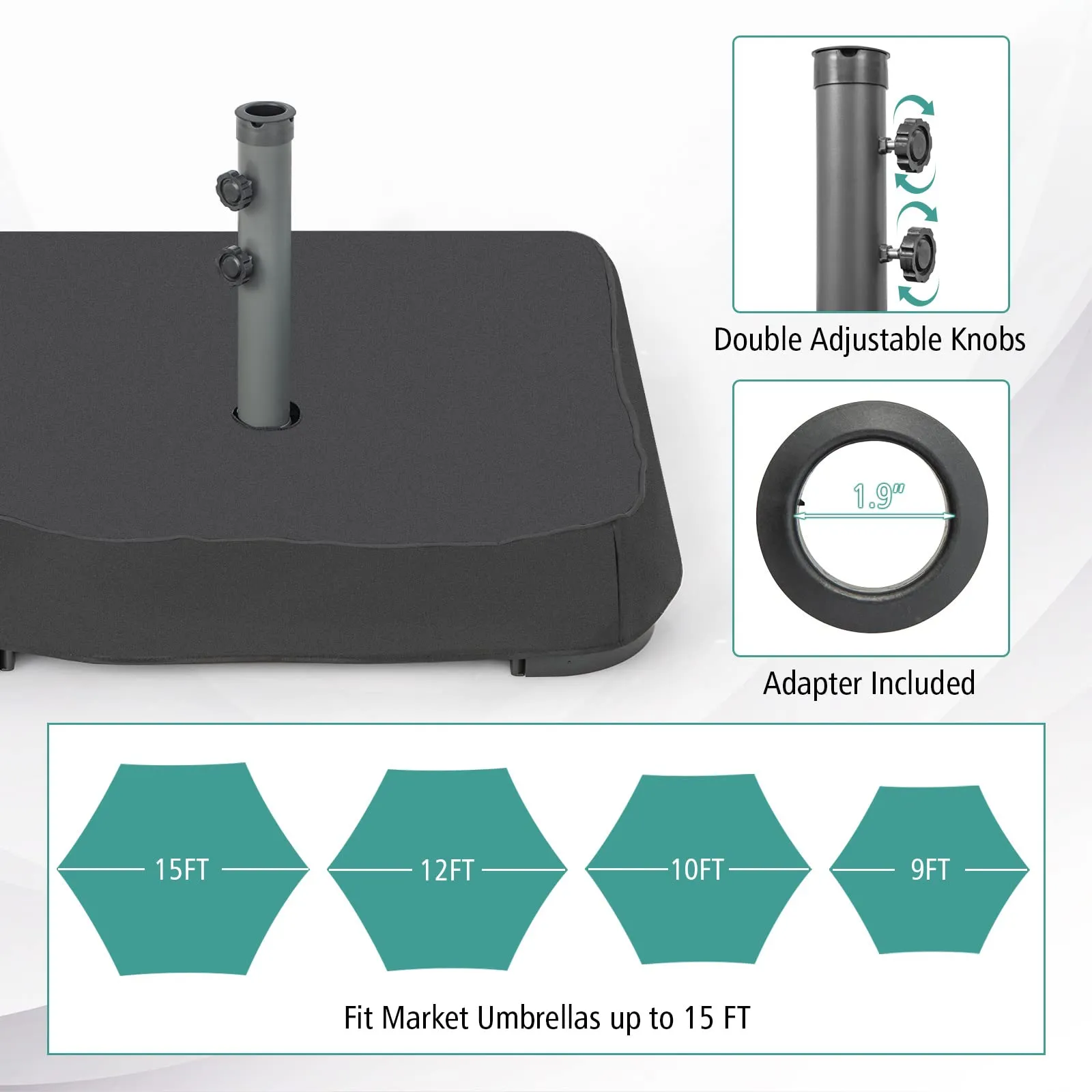 Tangkula Umbrella Base Stand with Sandbags, Heavy Duty Sand Filled Patio Umbrella Holder Base Stand (Stand Only)