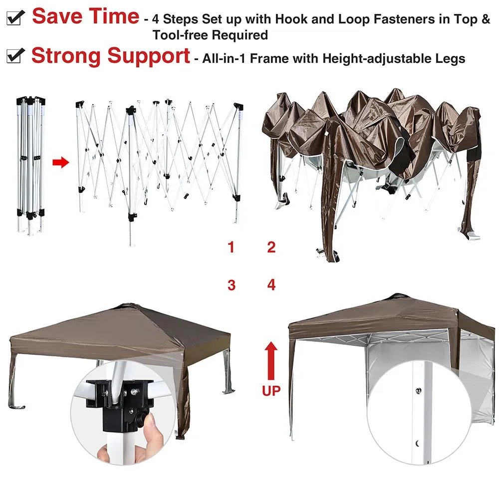 TheLAShop 10'x10' Ez Pop Up Canopy with Side Top Vent (9'7"x9'7")