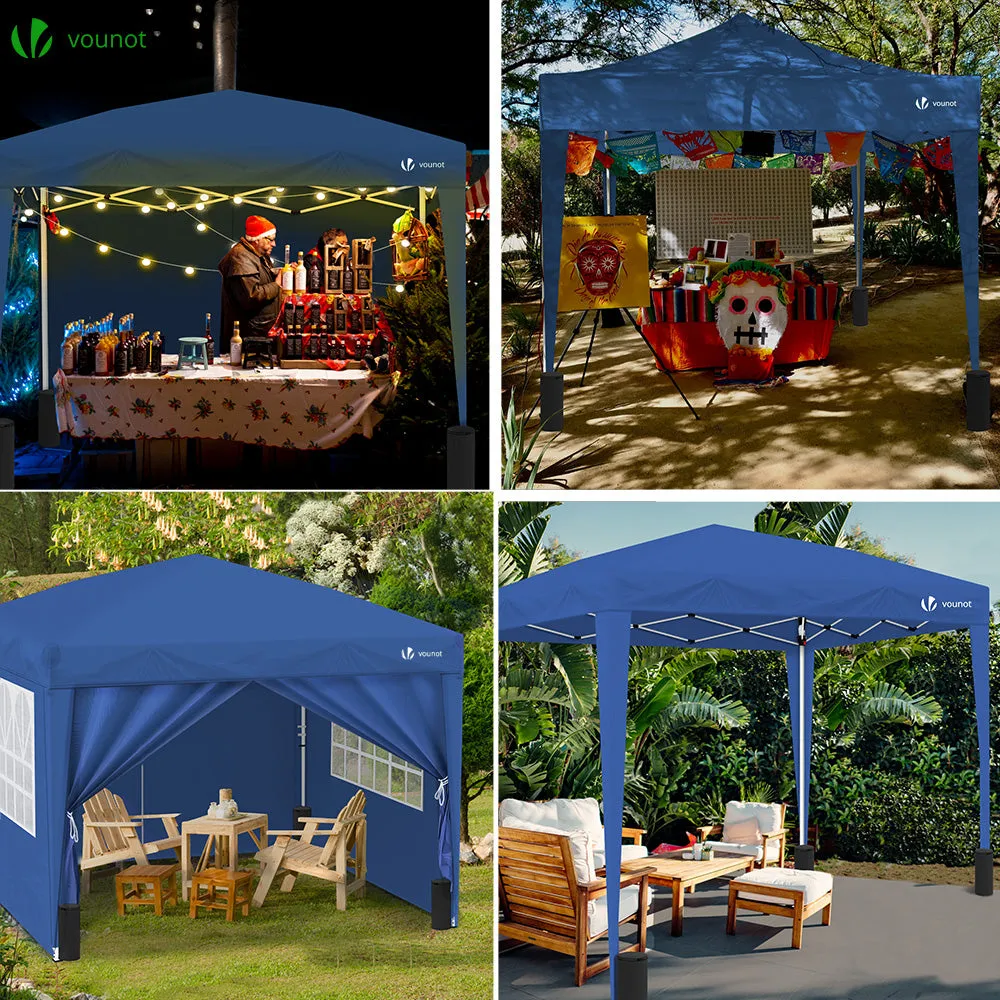 VOUNOT 3m x 3m Pop Up Gazebo with Sides & 4 Weight Bags & Carry Bag, Blue