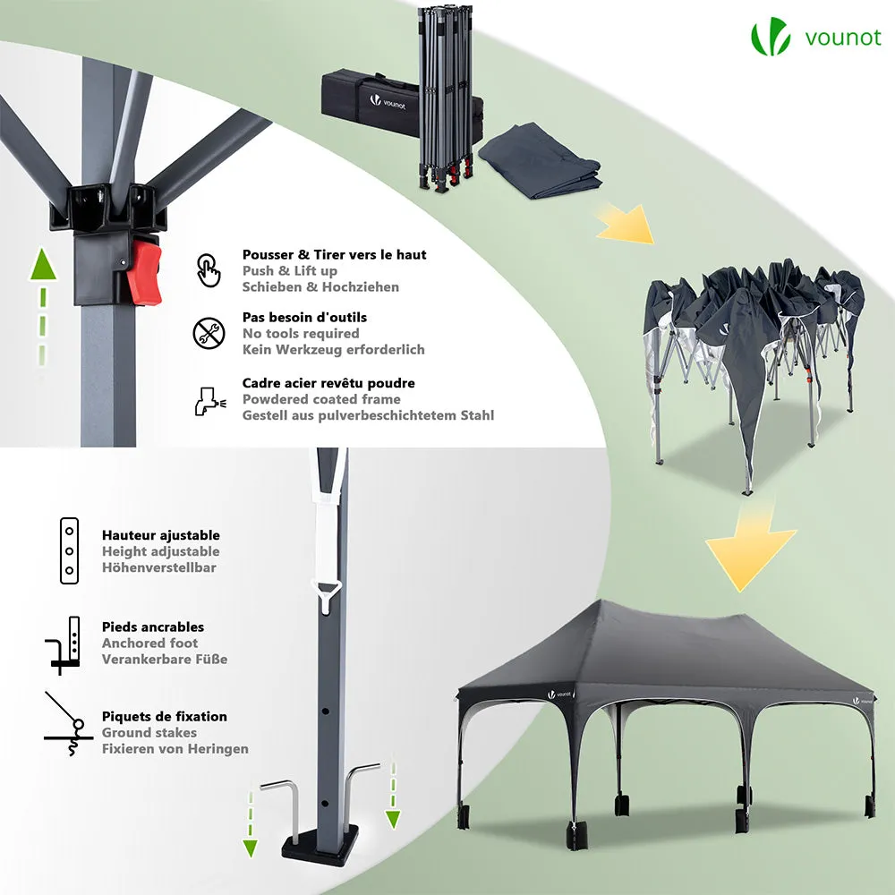 VOUNOT 3m x 6m Pop Up Gazebo with Sides & 6 Weight Bags & Carry Bag, Grey