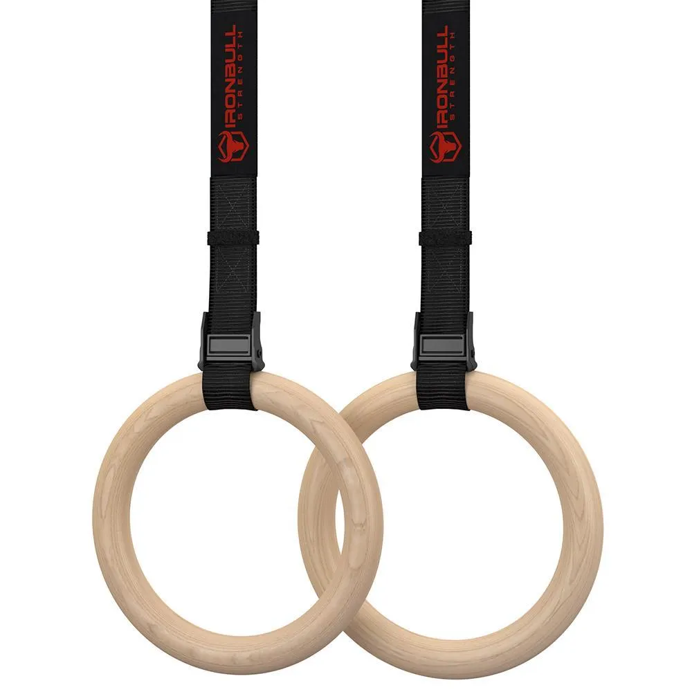 Wooden Gymnastics Rings With Adjustable Straps (1.25'')