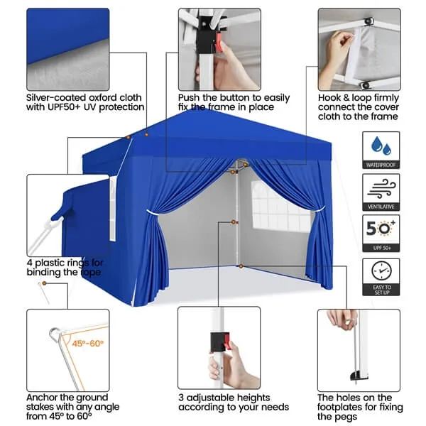 Yaheetech 8x8 Pop Up Canopy with 4 Removable Sidewalls