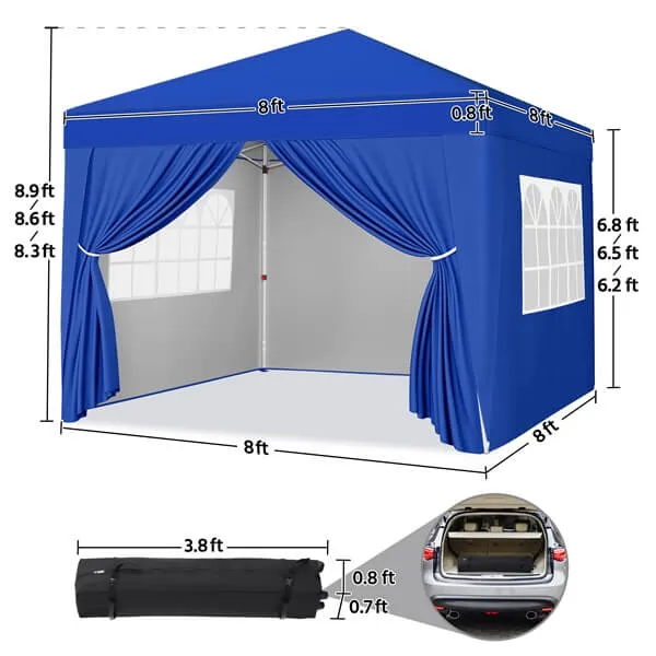 Yaheetech 8x8 Pop Up Canopy with 4 Removable Sidewalls